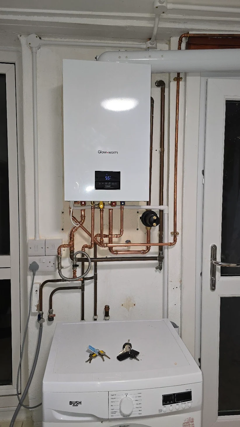 Heating engineer at work